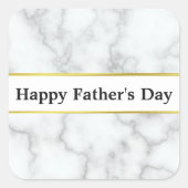 Happy Vaderdag Elegant Faux Wit Marmer Vierkante Sticker (Voorkant)