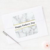 Happy Vaderdag Elegant Faux Wit Marmer Vierkante Sticker (Envelop)