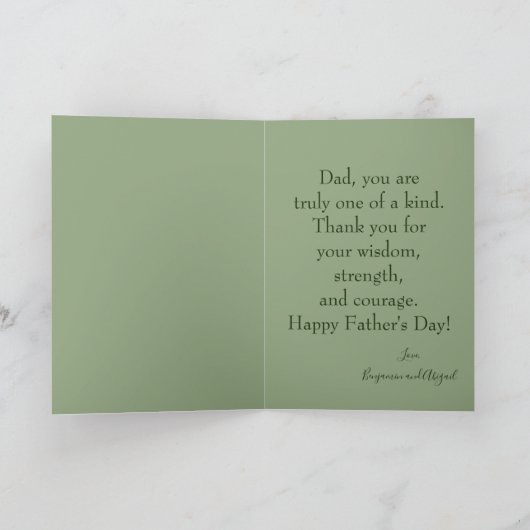 Happy Vaderdag Elegant Green Photo Kaart (Binnen)