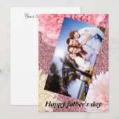 Happy vaderdag Elegant modern glitter floral Feestdagenkaart (Voorkant / Achterkant)