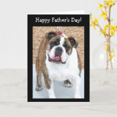 Happy Vaderdag Engelse bulldog kaart (Gele Bloem)