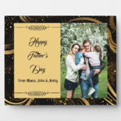Happy Vaderdag Family Photo Gold Leafy Swirls Fotoplaat (Voorkant)