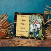 Happy Vaderdag Family Photo Gold Leafy Swirls Fotoplaat (Zijkant)