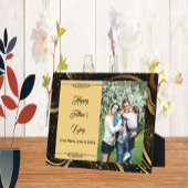 Happy Vaderdag Family Photo Gold Leafy Swirls Fotoplaat