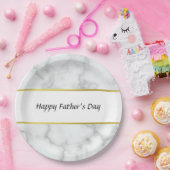 Happy Vaderdag Faux wit marmer Elegant Papieren Bordje (Feest)