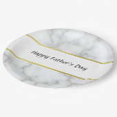 Happy Vaderdag Faux wit marmer Elegant Papieren Bordje (Gekanteld)