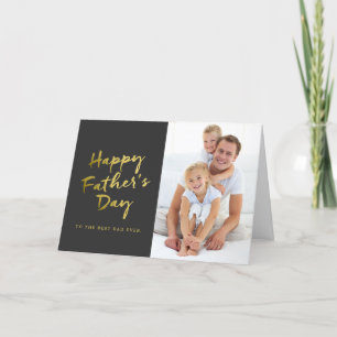 Happy Vaderdag Folded Photo Card   Zwart Kaart