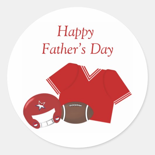 Happy Vaderdag (football - rood) Ronde Sticker (Voorkant)