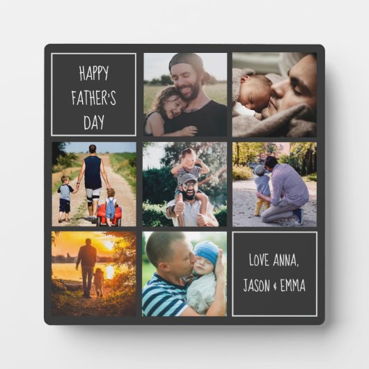 Happy Vaderdag foto collage, we houden van je vade Fotoplaat (Voorkant)