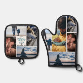 happy vaderdag Fotocollage op maat Ovenwant & Pannenlap Set (Voorkant)