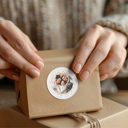 Happy Vaderdag-fotokaart |  Dad G Ronde Sticker