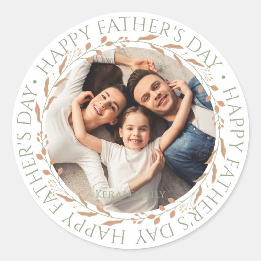 Happy Vaderdag-fotokaart | Dad G Ronde Sticker (Voorkant)