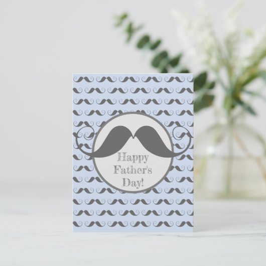 Happy Vaderdag - Fun Mustache Pattern Briefkaart (Staand voorkant)