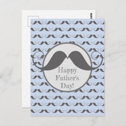 Happy Vaderdag - Fun Mustache Pattern Briefkaart (Voorkant / Achterkant)