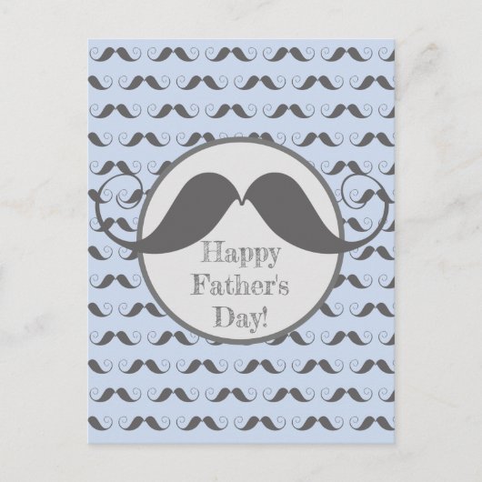 Happy Vaderdag - Fun Mustache Pattern Briefkaart (Voorkant)