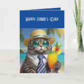 Happy Vaderdag Funny Cool Cat Mai Tai Kaart (Voorkant)