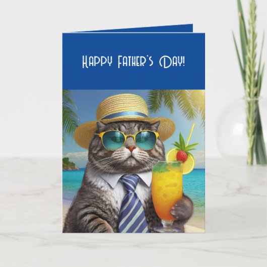 Happy Vaderdag Funny Cool Cat Mai Tai Kaart (Voorkant)