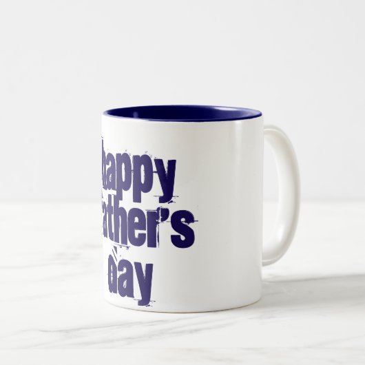 Happy Vaderdag Funny Typografie Blue White Mok (Voorkant rechts)