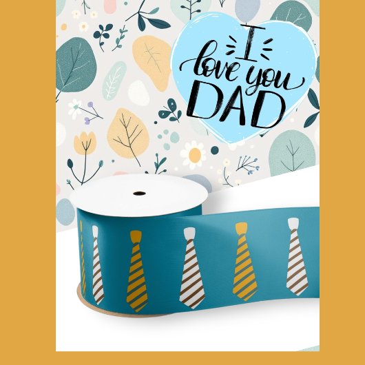 Happy Vaderdag Geel en Blauwgroen blauw stropdas Satijnen Lint