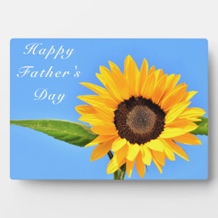 Happy Vaderdag - Gele Zonnebloem op Blue Sky Fotoplaat