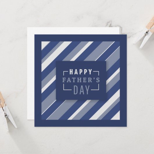 Happy Vaderdag | Gestreept Stropdas Kaart (Voorkant / Achterkant in situ)