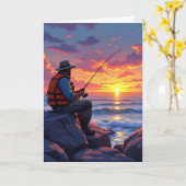 Happy Vaderdag Gevist bij zonsondergang Kaart (Gele Bloem)