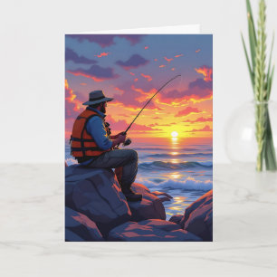 Happy Vaderdag Gevist bij zonsondergang Kaart