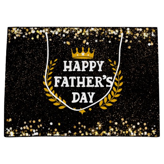 Happy Vaderdag Glam Gold Sparkle Groot Cadeauzakje (Voorkant)