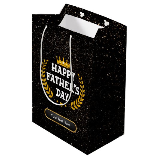 Happy Vaderdag Glam Gold Sparkle Medium Cadeauzakje (Achterkant Gekanteld)