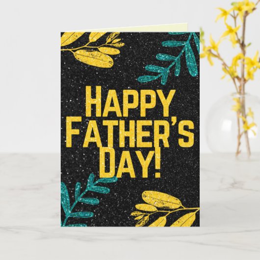 Happy Vaderdag Glitter Kaart (Gele Bloem)