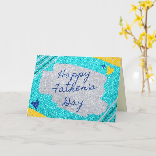 Happy Vaderdag Glitter Kaart (Gele Bloem)