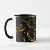 Happy Vaderdag Gold Kalligrafie Zwart Swirls Mok (Links)