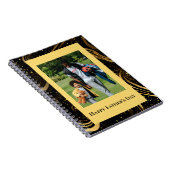 Happy Vaderdag Gold Leafy Black Swirls Foto Notitieboek (Rechterzijde)
