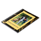 Happy Vaderdag Gold Leafy Black Swirls Foto Notitieboek (Linkerzijde)