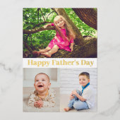 Happy Vaderdag Gold Script Photo Collage Card Folie Uitnodiging (Voorkant)