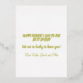 Happy Vaderdag Gold Script Photo Collage Card Folie Uitnodiging (Achterkant)