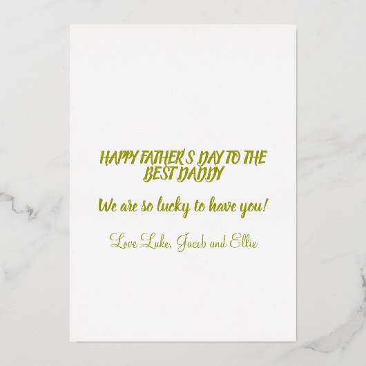 Happy Vaderdag Gold Script Photo Collage Card Folie Uitnodiging (Achterkant)