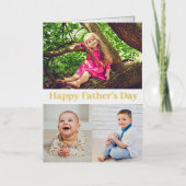 Happy Vaderdag Gold Script Photo Collage Card Folie Wenskaart (Voorkant)