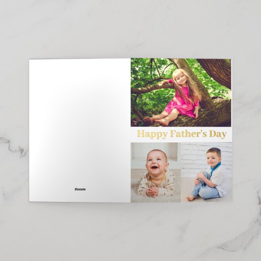 Happy Vaderdag Gold Script Photo Collage Card Folie Wenskaart (Buiten Laag)