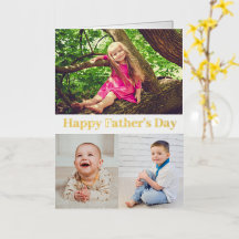 Happy Vaderdag Gold Script Photo Collage Card