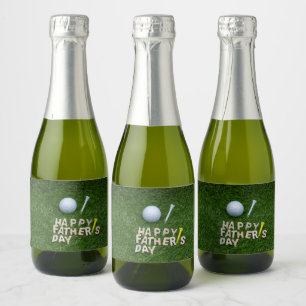 Happy vaderdag-golfer met golfbal sparkling wijnetiket