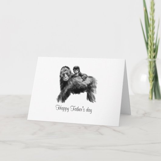 Happy Vaderdag gorilla met baby Kaart (Voorkant)