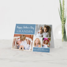 Happy Vaderdag Grandpa Photo Collage Blue Card