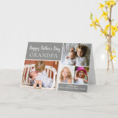 Happy Vaderdag Grandpa Photo Collage Gray Card Kaart (Gele Bloem)