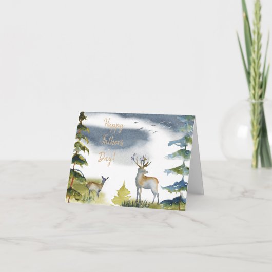 Happy Vaderdag Green Beste Bos Waterverf Kaart (Voorkant)