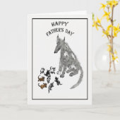 Happy Vaderdag, grijze hond en jongen, grappig Kaart (Gele Bloem)