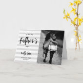 Happy Vaderdag | Grijze strips en uw foto Kaart (Gele Bloem)