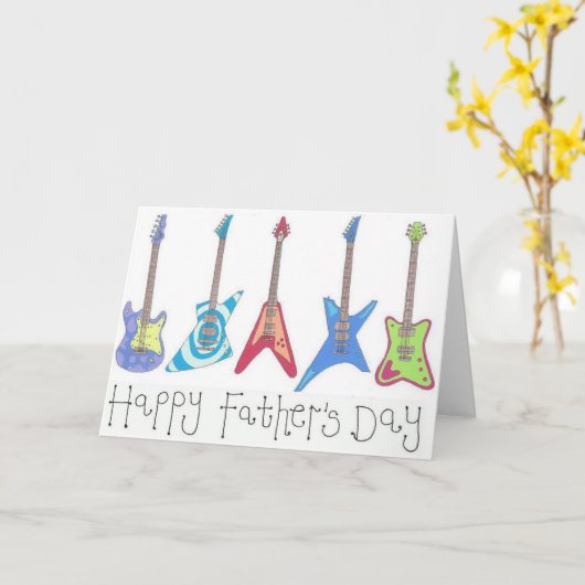 Happy Vaderdag Guitar Kaart (Gele Bloem)