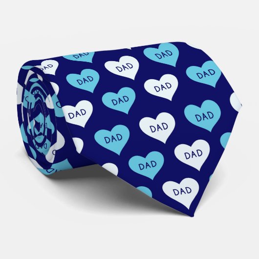 Happy Vaderdag Heart Shapes Dad Love Stropdas (Opgerold)