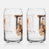Happy Vaderdag Horse Barn Flowers Blikvorm Glas (Rechts)